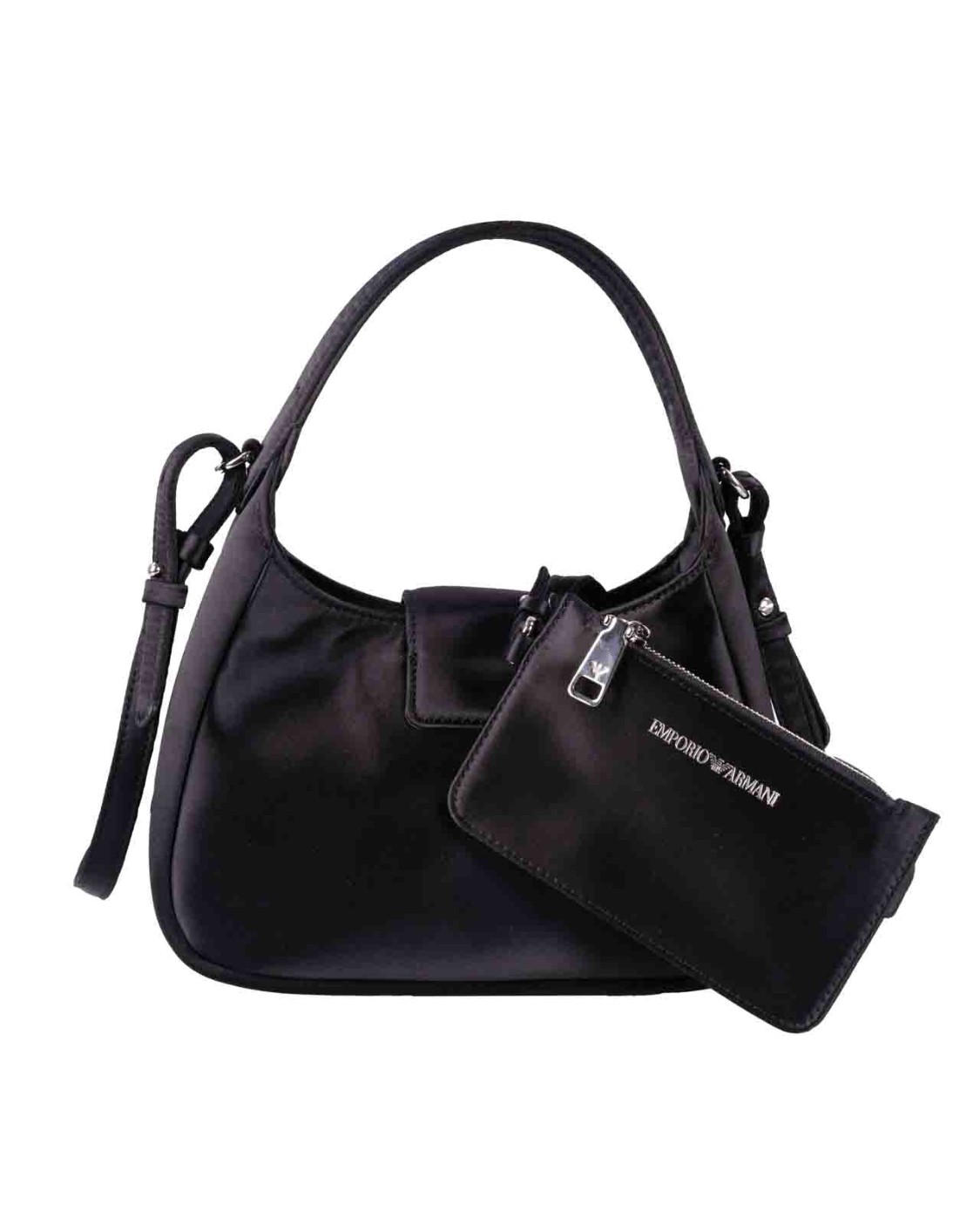 shop EMPORIO ARMANI  Borsa: Emporio Armani borsa a mano hobo in raso con fibbia aquila.
Dimensioni: 20 x 18 x 7,5 cm.
Raso.
Made in China.
Modello hobo.
Manico singolo.
Fibbia aquila in metallo.
Tracolla removibile.
Pochette interna con zip.
Composizione: 100% Poliestere.. Y3E235 YWR2V-80001 number 2299990